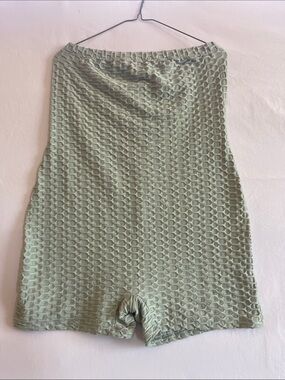 High-Waist Textured Shorts in Sage Green